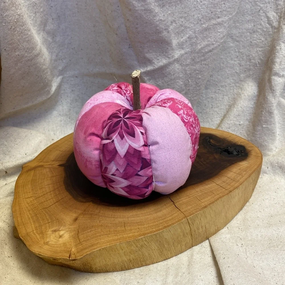 Pumpkin curated pink mixed textured boho set fabric and crocheted hand made
